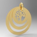 Médaille 3 anneaux arbre de vie ronde