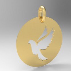 Médaille ronde découpée colombe
