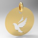 Médaille ronde découpée colombe