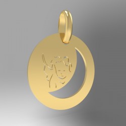 Médaille ange et Lune repercé
