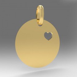 Médaille ronde repercée coeur