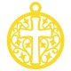 Médaille ronde Croix et Feuillages